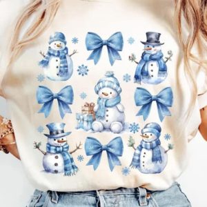 Snowmen and Ribbons - Blue