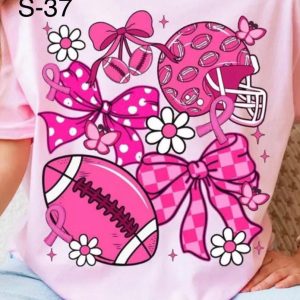 S-37 Pink Ribbon Bow Football Breast Cancer Awareness