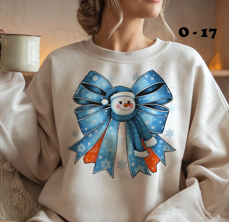 O-17 Blue Snowman Face Ribbon
