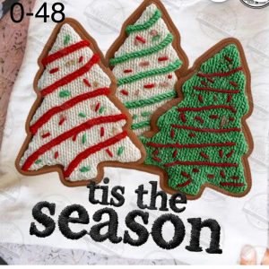 O-48 Tis The Season Christmas Tree Cakes Faux Yarn