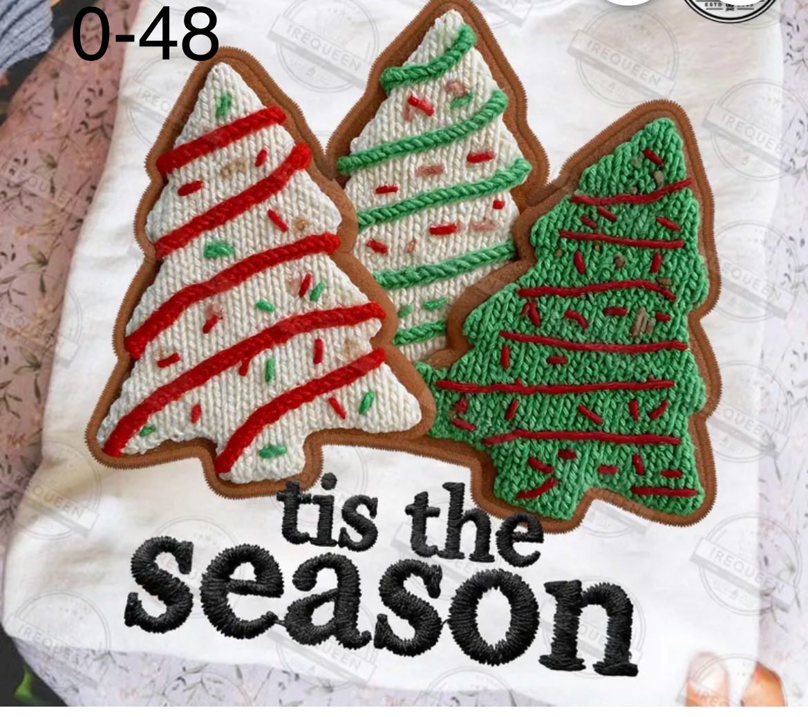 O-48 Tis The Season Christmas Tree Cakes Faux Yarn