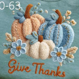 O-63 Give Thanks Three Pumpkins Faux Yarn