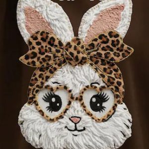 Feb-19 Bunny Face Female Faux Yarn Leopard Bow