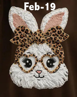 Feb-19 Bunny Face Female Faux Yarn Leopard Bow