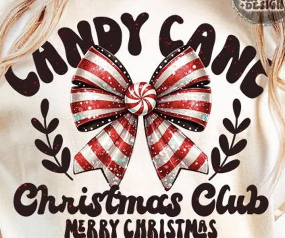 Candy Cane Christmas Club Candy Cane Bow