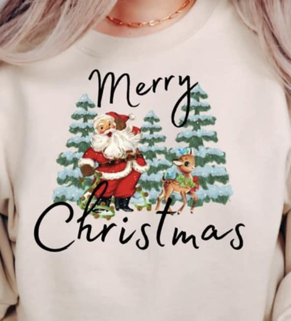 Merry Christmas Santa Trees Reindeer