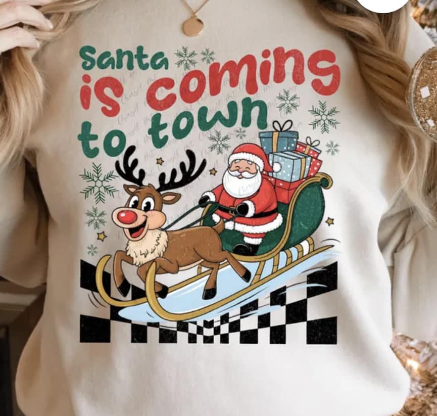Santa Is Coming To Town Retro
