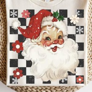 Santa  Checkerboard Background