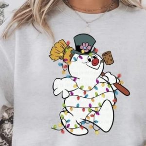 Snowman Retro With Christmas Lights