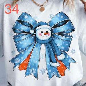 34 - Blue Snowman Bow