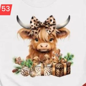 53 - Highland Cow Leopard Print Bow