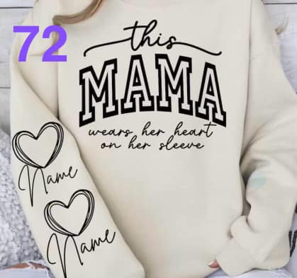 72 - This Mama Wears Her Heart On Her Sleeve Personalized
