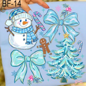 BF-14 Snowman, Blue Ribbons, Christmas Tree