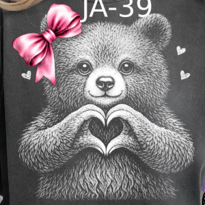 JA-39 Bear B/W With Pink Bow
