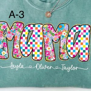 A-3 Mama Flower Print Childs Name Personalized