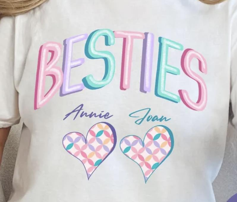 Besties Two Hearts Personalized