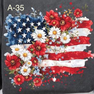 A-35 Heart Shaped American Flag, Flowers