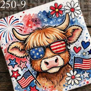 250-9 Patriotic Highland Cow